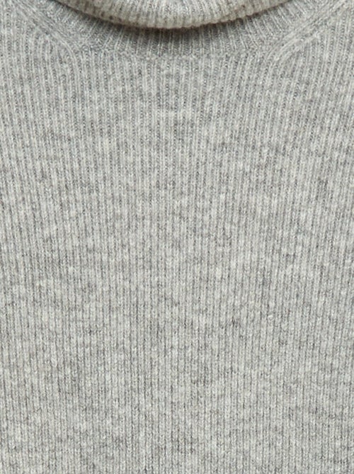 Pull côtelé uni à col roulé - Kiabi