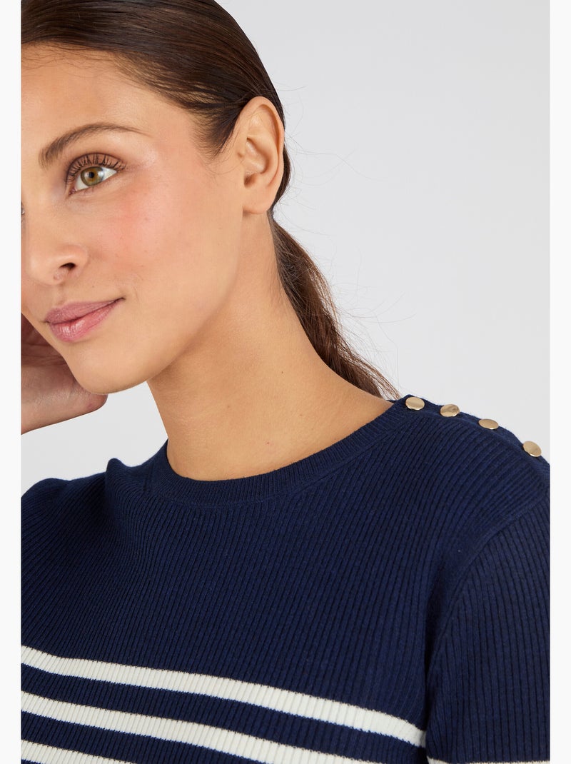 Pull côtelé uni ou rayé thermolactyl - damart Blanc cassé - Kiabi