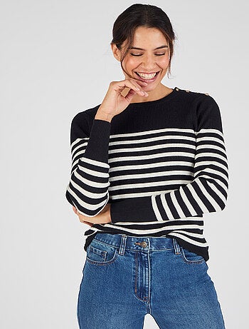 Pull côtelé uni ou rayé Thermolactyl - Damart