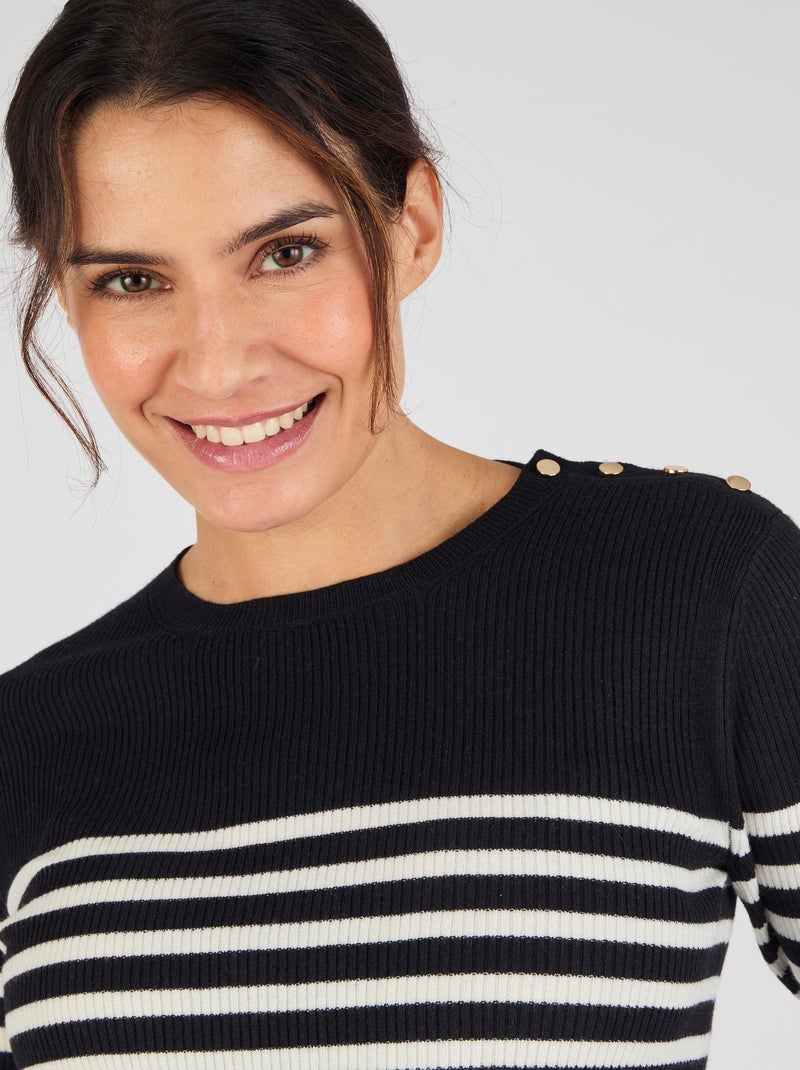 Pull côtelé uni ou rayé Thermolactyl - Damart Blanc - Kiabi