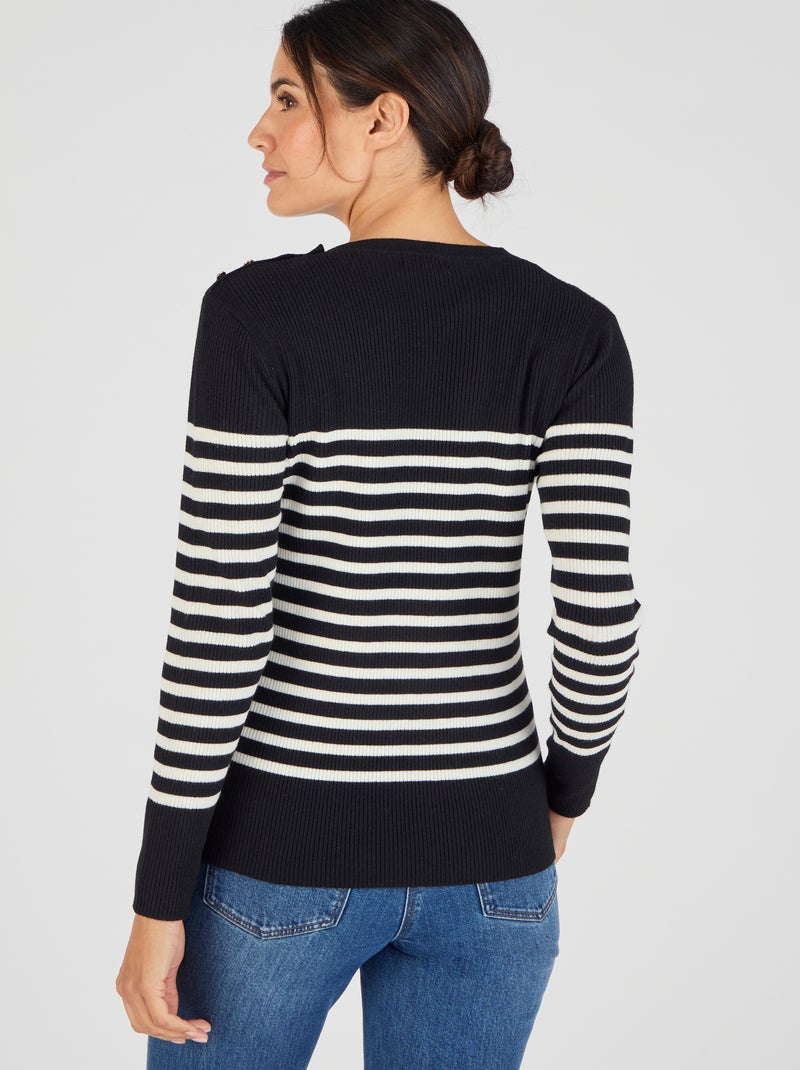 Pull côtelé uni ou rayé Thermolactyl - Damart Blanc - Kiabi