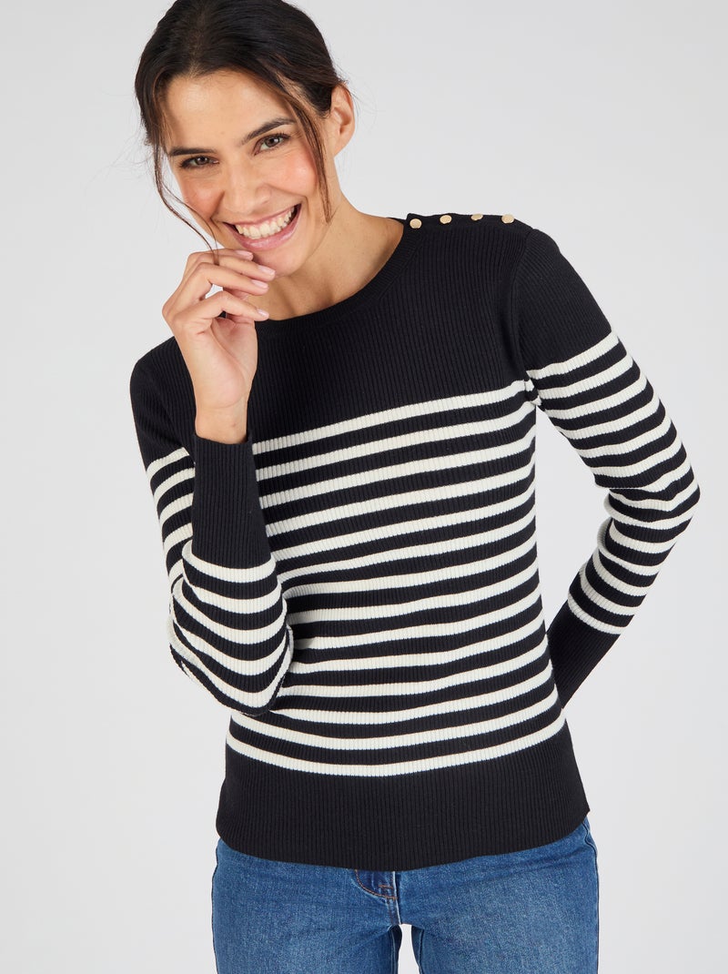 Pull côtelé uni ou rayé Thermolactyl - Damart Blanc - Kiabi