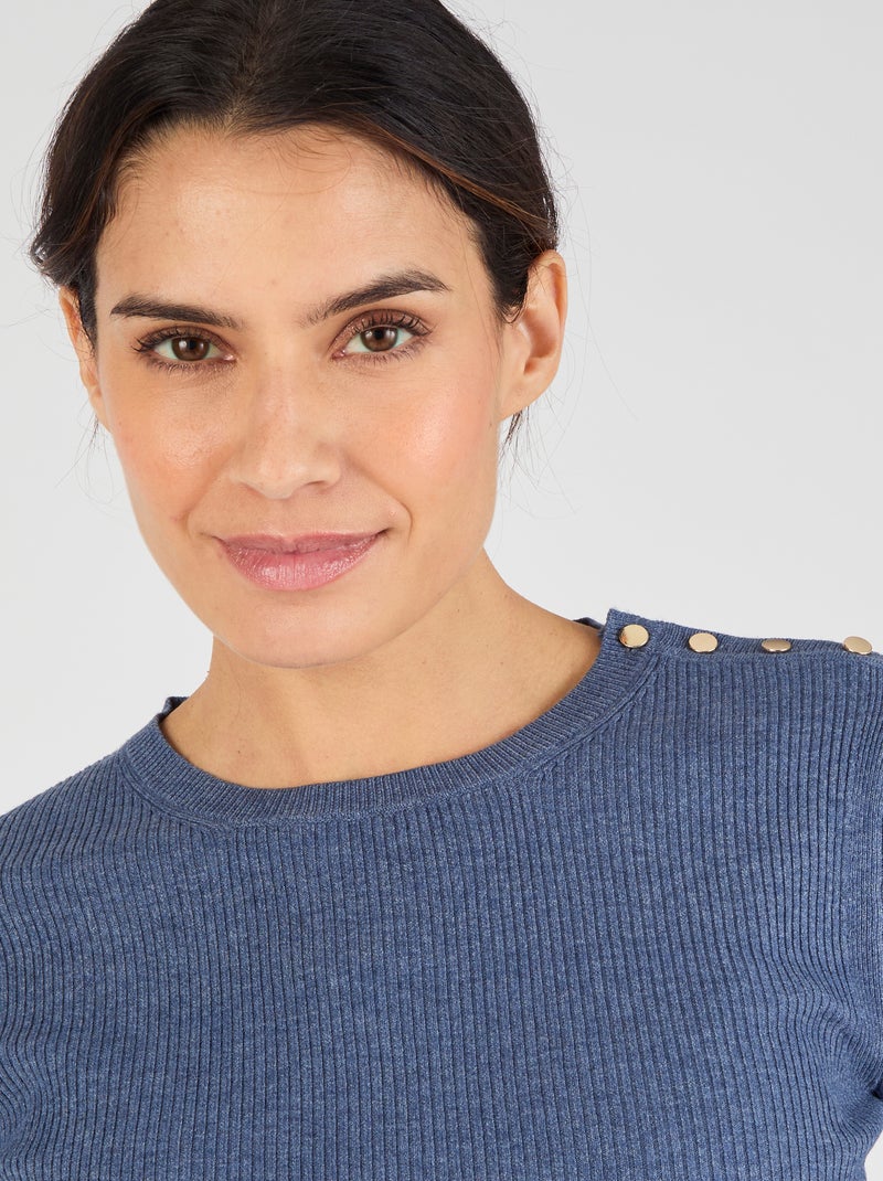 Pull côtelé uni ou rayé Thermolactyl - Damart Bleu - Kiabi