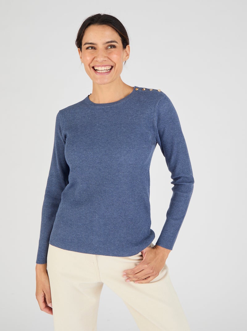 Pull côtelé uni ou rayé Thermolactyl - Damart Bleu - Kiabi