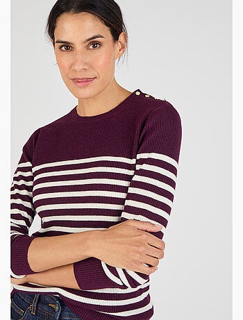 Pull côtelé uni ou rayé Thermolactyl - Damart