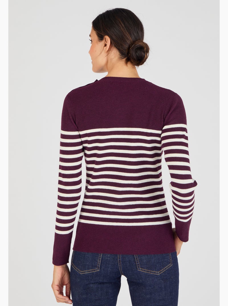 Pull côtelé uni ou rayé Thermolactyl - Damart Crème - Kiabi