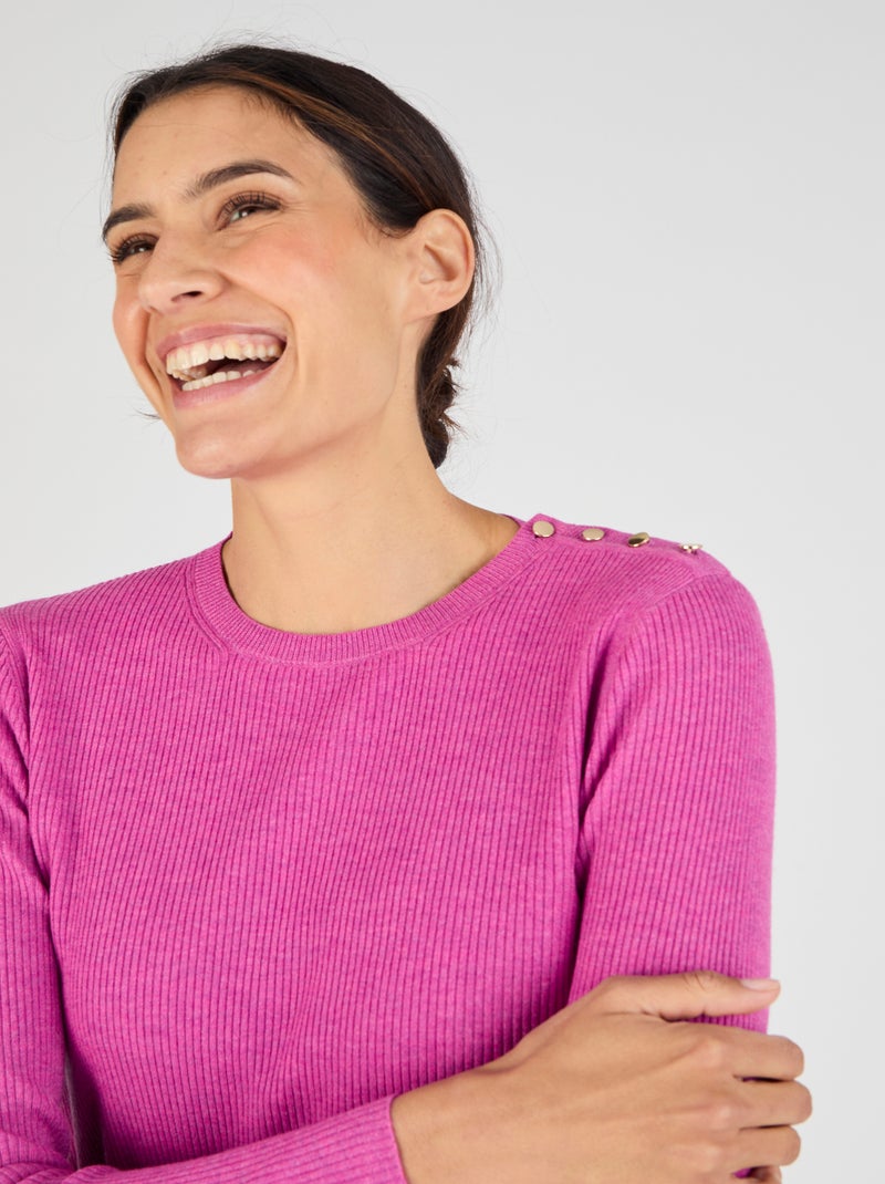 Pull côtelé uni ou rayé Thermolactyl - Damart Rose foncé - Kiabi