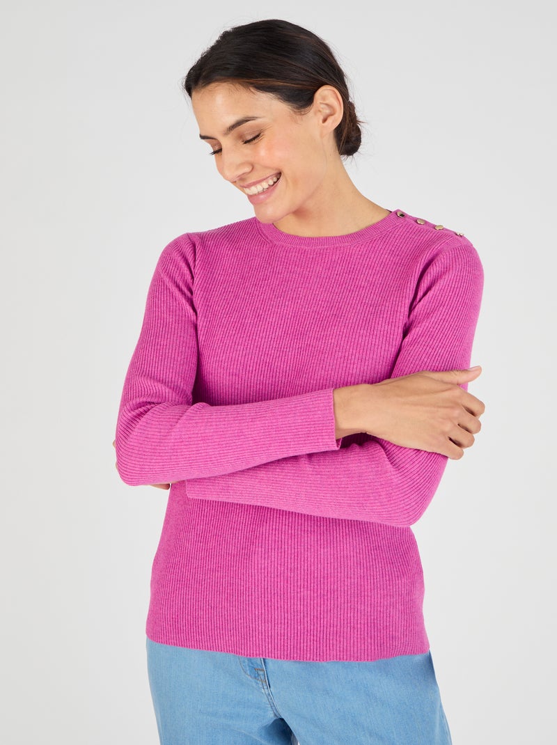 Pull côtelé uni ou rayé Thermolactyl - Damart Rose foncé - Kiabi