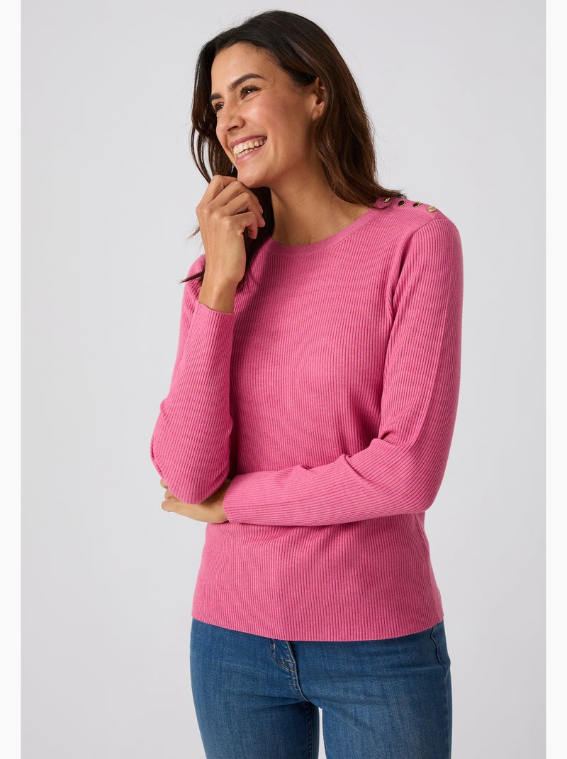 Pull côtelé uni ou rayé thermolactyl - damart Rose - Kiabi