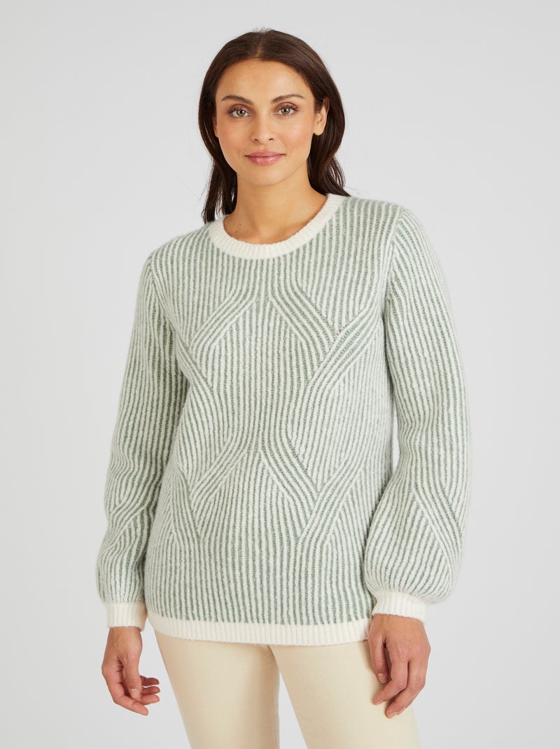 Pull côtes anglaises Thermolactyl - Damart Vert - Kiabi