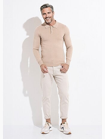 Pull coupe ajusté fine jauge col polo - AFIBEL