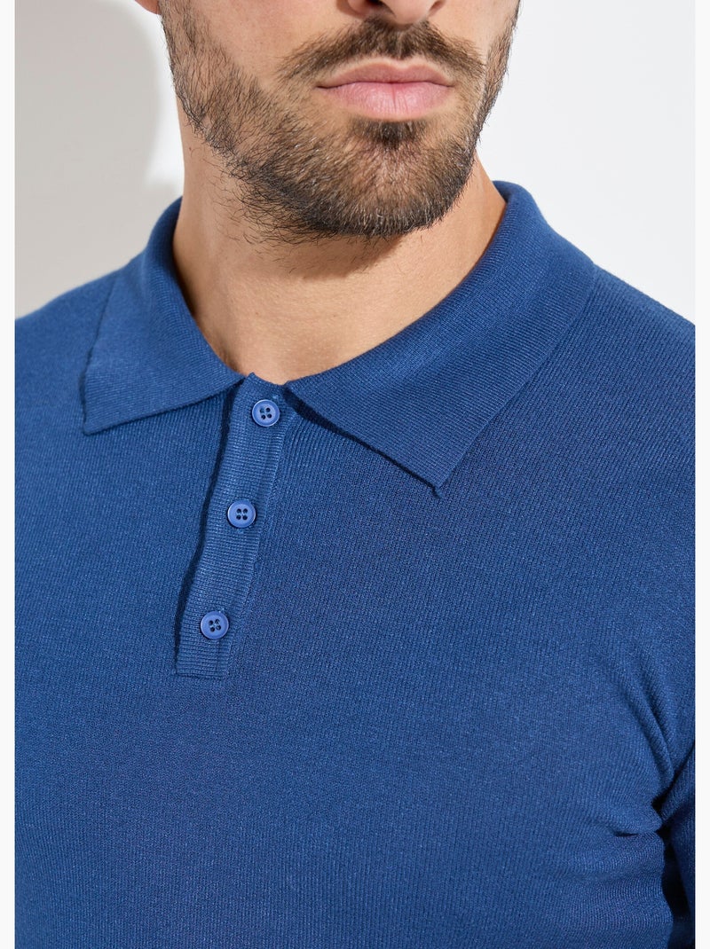 Pull coupe ajusté fine jauge col polo - AFIBEL Bleu - Kiabi