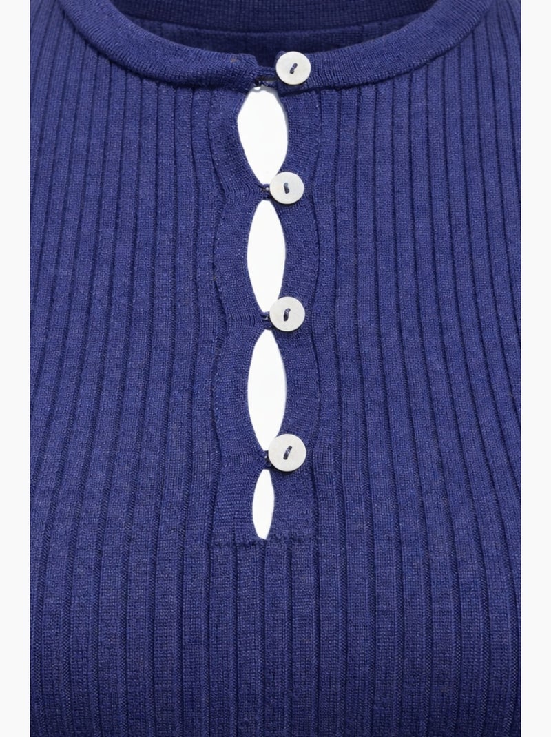 Pull coupe ajustée à col rond côtelé mixray Bleu marine - Kiabi