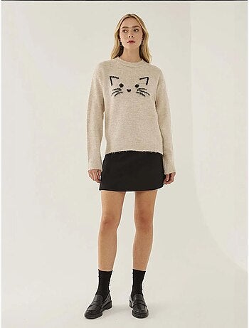 Pull coupe décontractée à motif chaton mignon