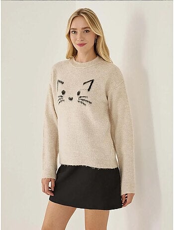 Pull coupe décontractée à motif chaton mignon