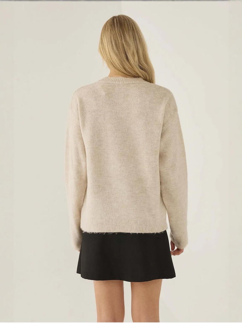 Pull coupe décontractée à motif chaton mignon Beige naturel - Kiabi