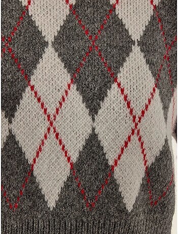 Pull court à col ras du cou avec motif losanges