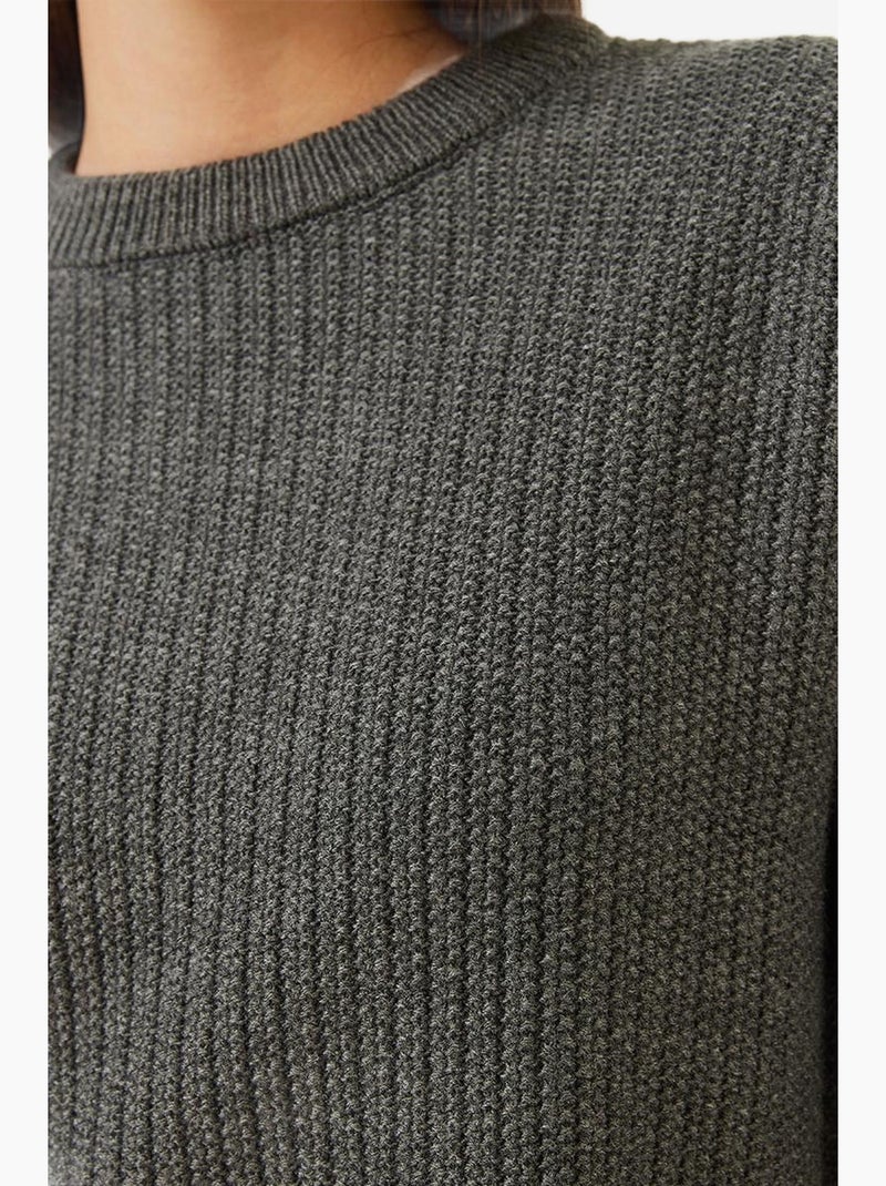 Pull court à col rond et franges lucci Gris - Kiabi
