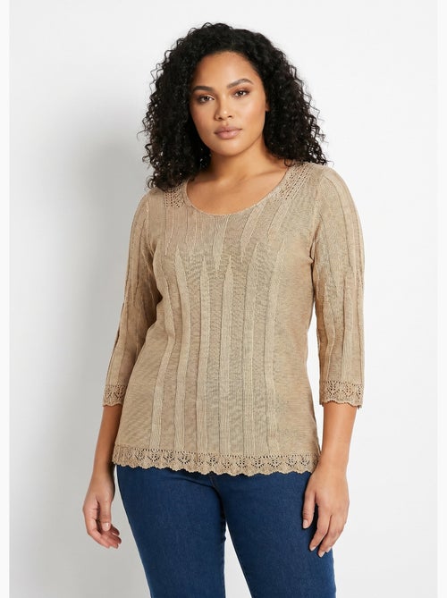 Pull court ajouré col rond - Afibel - Kiabi