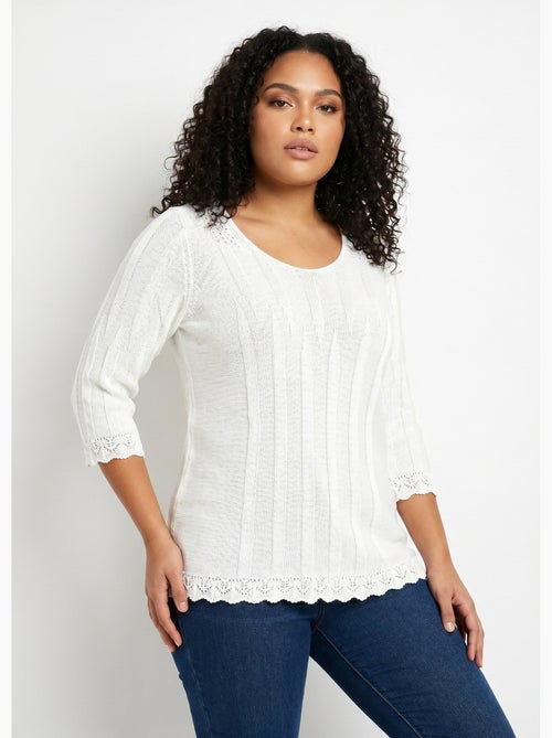 Pull court ajouré col rond - Afibel - Kiabi