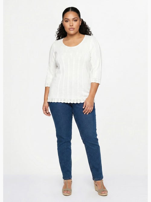 Pull court ajouré col rond - Afibel - Kiabi