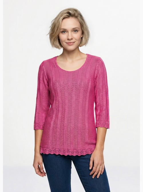 Pull court ajouré col rond - Afibel - Kiabi