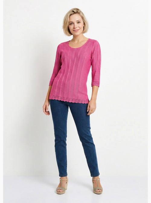 Pull court ajouré col rond - Afibel - Kiabi