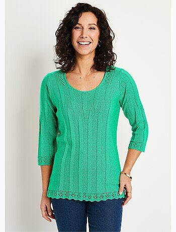 Pull court ajouré col rond - Afibel