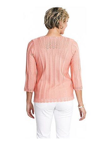 Pull court ajouré col rond