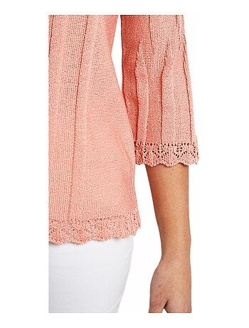 Pull court ajouré col rond