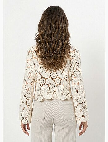 Pull court ajouré en crochet, col rond - AFIBEL