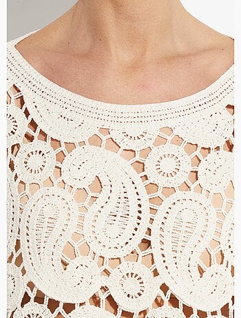 Pull court ajouré en crochet, col rond - AFIBEL
