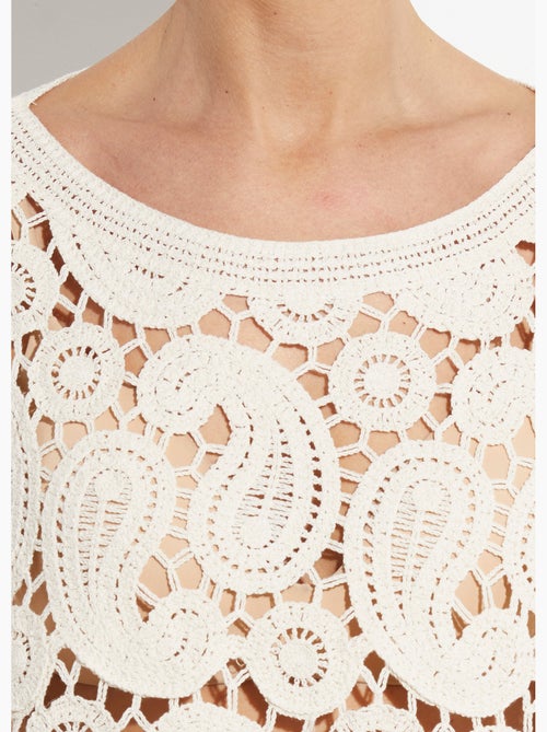 Pull court ajouré en crochet, col rond - AFIBEL - Kiabi
