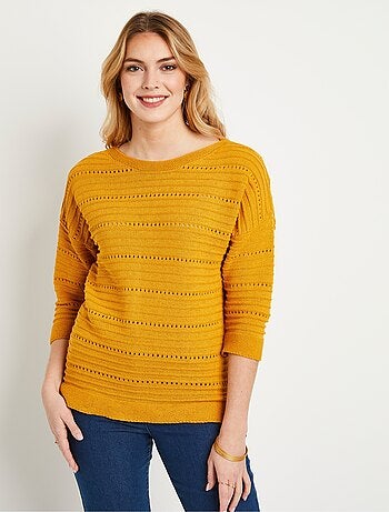 Pull court ajouré manches 3/4