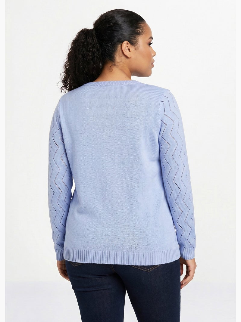 Pull court ajouré torsades - Afibel Bleu - Kiabi