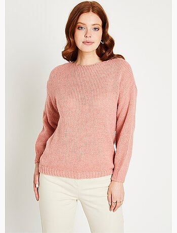 Pull court ample col rond grosse maille - Afibel