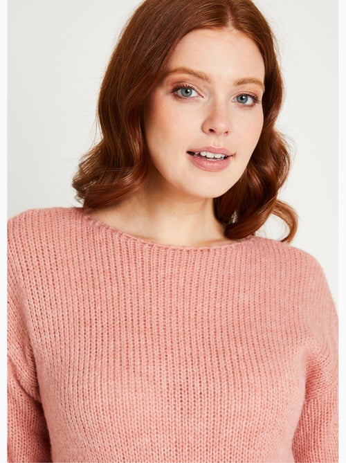 Pull court ample col rond grosse maille - Afibel - Kiabi