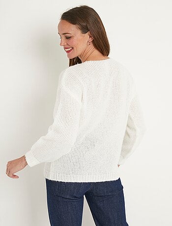 Pull court ample col rond grosse maille