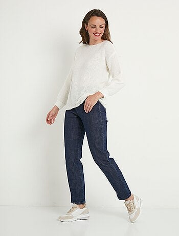 Pull court ample col rond grosse maille