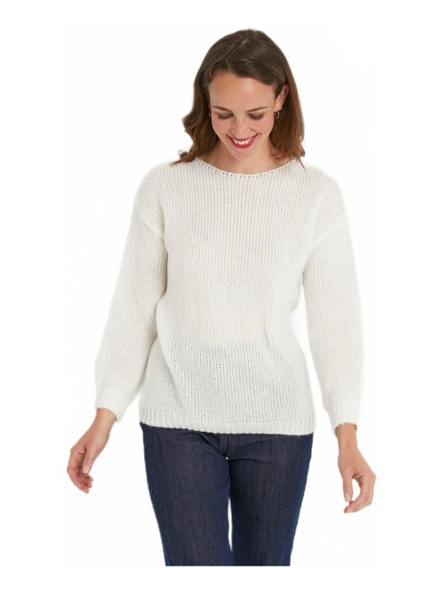 Pull court ample col rond grosse maille - Kiabi