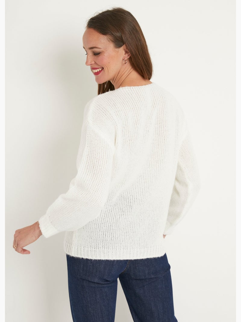 Pull rayé col v rayé beige Tommy Hilfiger La Redoute