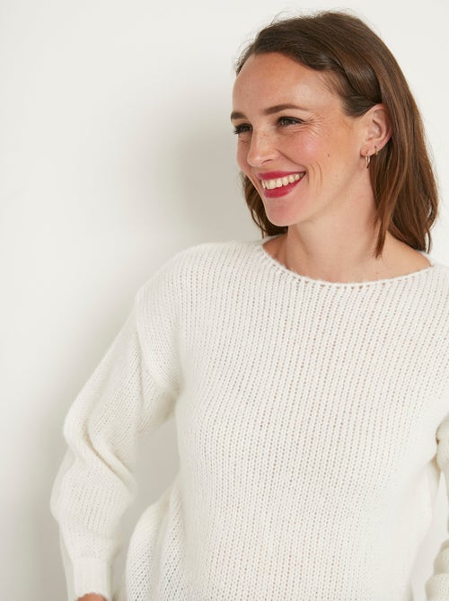 Pull court ample col rond grosse maille - Kiabi