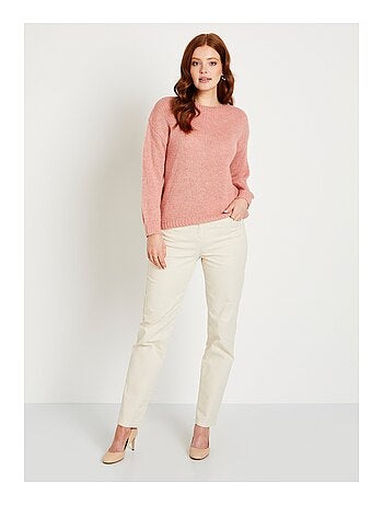Pull court ample col rond grosse maille