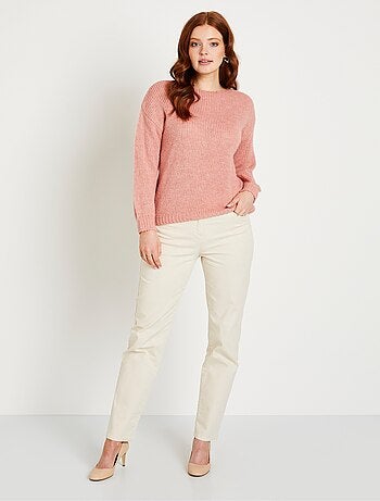 Pull court ample col rond grosse maille