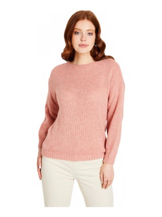 Pull court ample col rond grosse maille