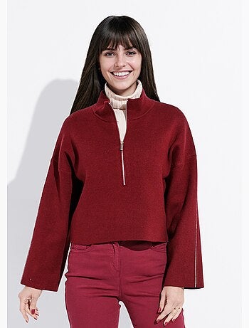 Pull court avec col montant zippé - afibel