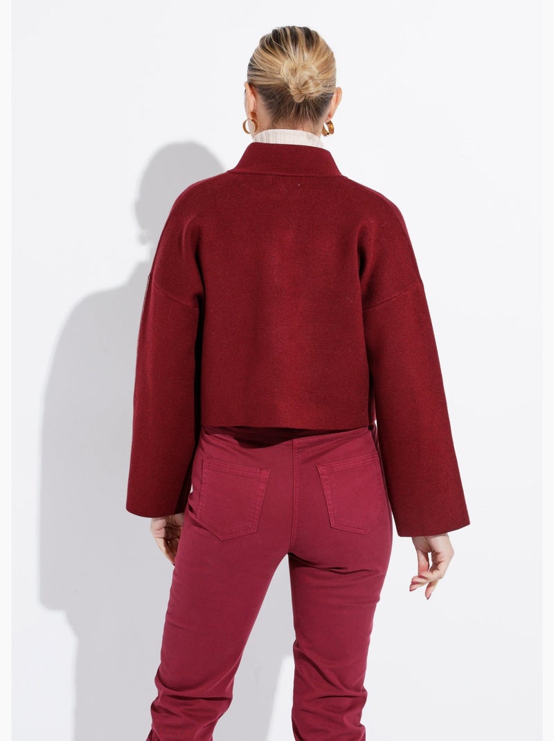 Pull court avec col montant zippé - afibel Bordeaux - Kiabi