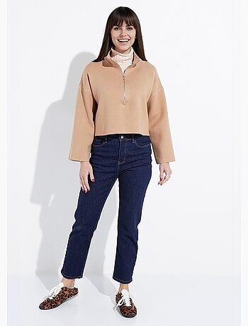 Pull court avec col montant zippé - afibel