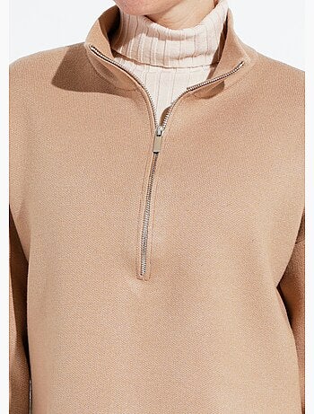 Pull court avec col montant zippé - afibel