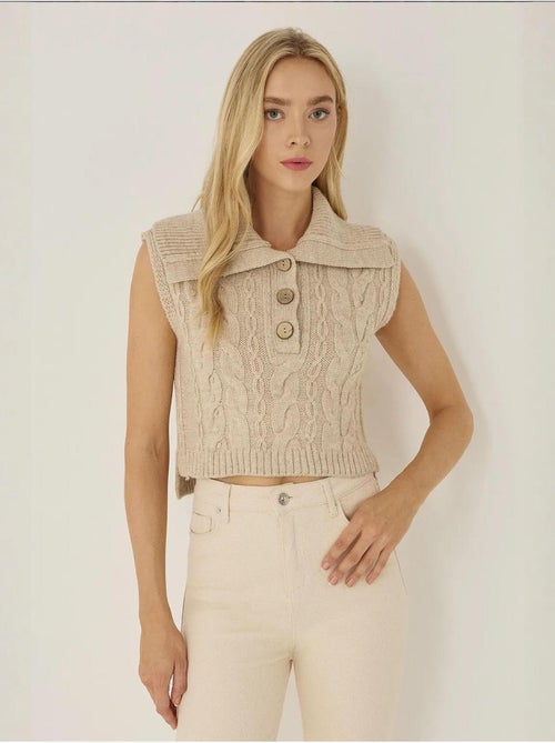 Pull court avec motif de tresses - Kiabi Pull court avec motif de tresses - Kiabi